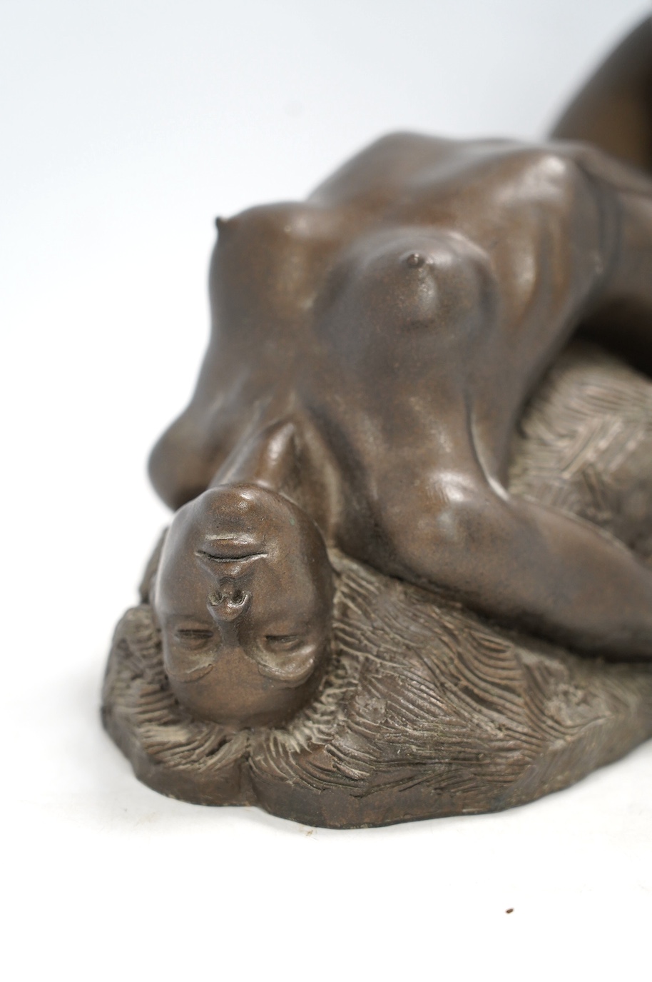 Ronald Cameron, 'Marnie', cold cast resin bronze of a reclining nude, signed, limited edition 7/25, 36cm wide. Condition - good